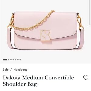 Kate spade Dakota gold KS logo Convertible Shoulder Bag in light Pink NWT